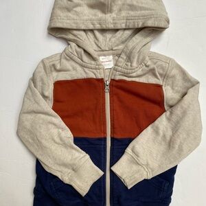 Hanna Andersson Cream, Rust & Navy Zip Hooded Sweatshirt